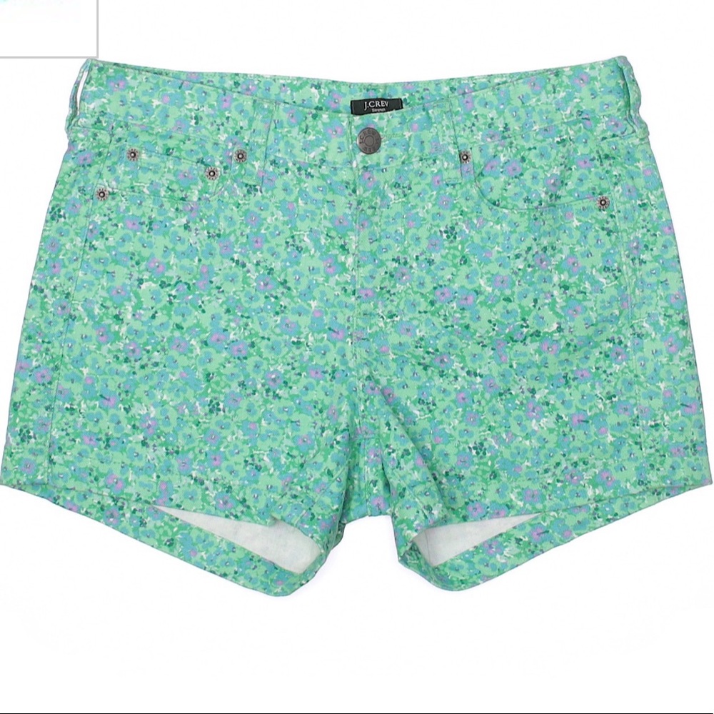 J.Crew green floral shorts